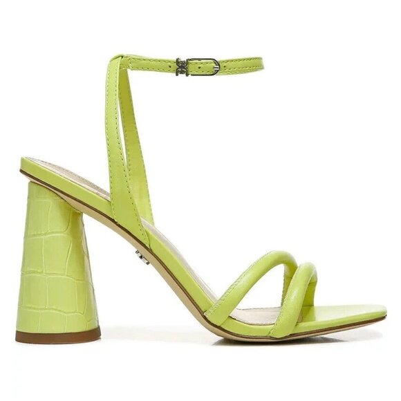 SAM Edelman Bnwot "Kia" Ankle Strap Block Heel Lime Green Women New - Picture 10 of 10